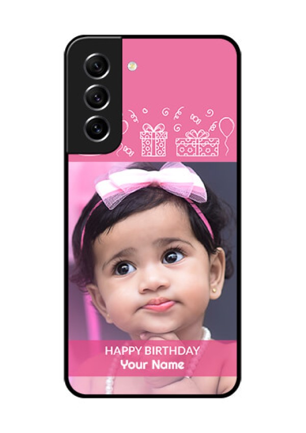 Galaxy S21 FE 5G Photo Printing on Glass Case - with Birthday Line Art Design