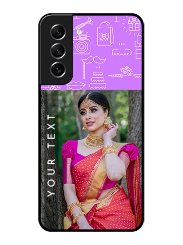Custom Galaxy S21 FE 5G Custom Glass Mobile Case - Birthday Icons Design