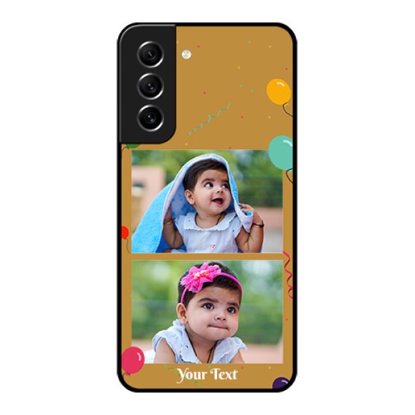 Galaxy S21 FE 5G Personalized Glass Phone Case - Image Holder with Birthday Celebrations Design