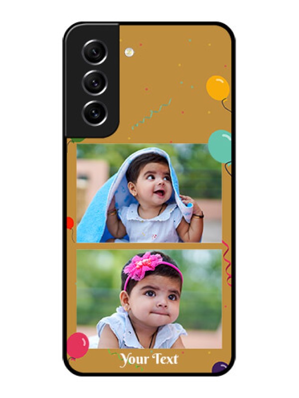 Custom Galaxy S21 FE 5G Personalized Glass Phone Case - Image Holder with Birthday Celebrations Design