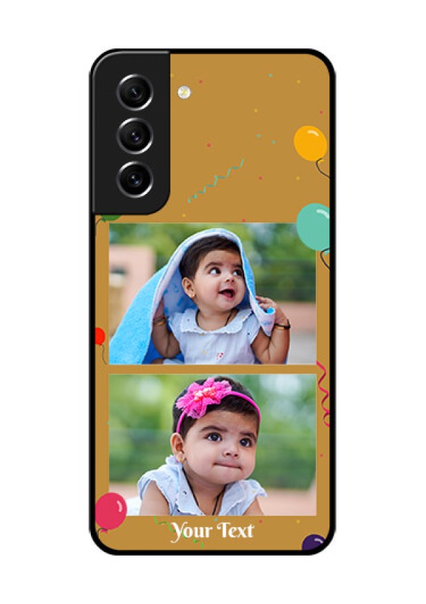 Galaxy S21 FE 5G Personalized Glass Phone Case - Image Holder with Birthday Celebrations Design