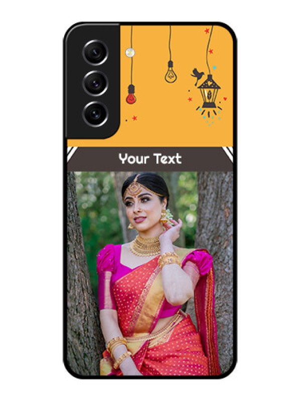 Custom Galaxy S21 FE 5G Custom Glass Mobile Case - with Family Picture and Icons