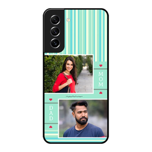 Galaxy S21 FE 5G Custom Glass Phone Case - Mom & Dad Pic Design Galaxy S21 FE 5G Custom Glass Phone Case - Mom & Dad Pic Design