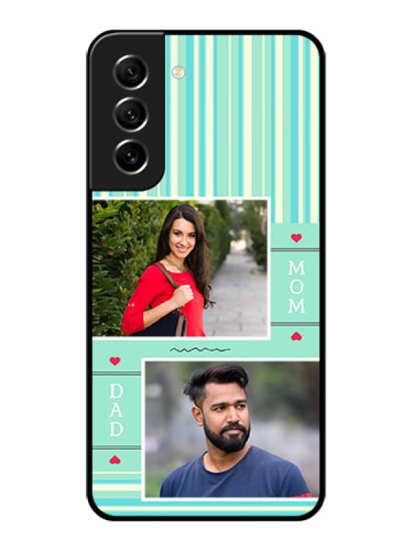 Custom Galaxy S21 FE 5G Custom Glass Phone Case - Mom & Dad Pic Design