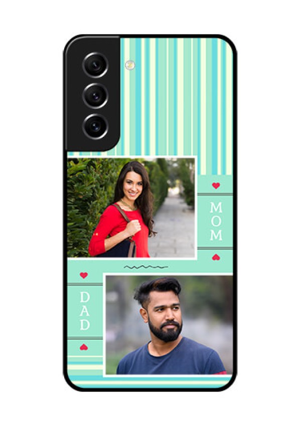 Galaxy S21 FE 5G Custom Glass Phone Case - Mom & Dad Pic Design