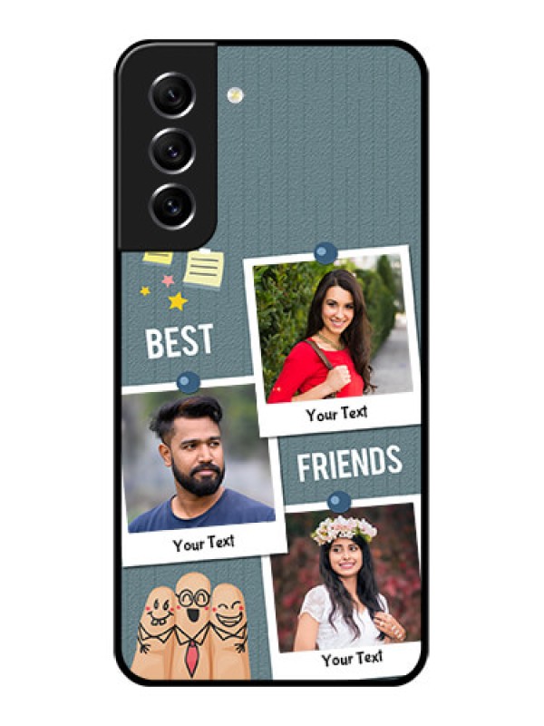 Custom Galaxy S21 FE 5G Personalized Glass Phone Case - Sticky Frames and Friendship Design