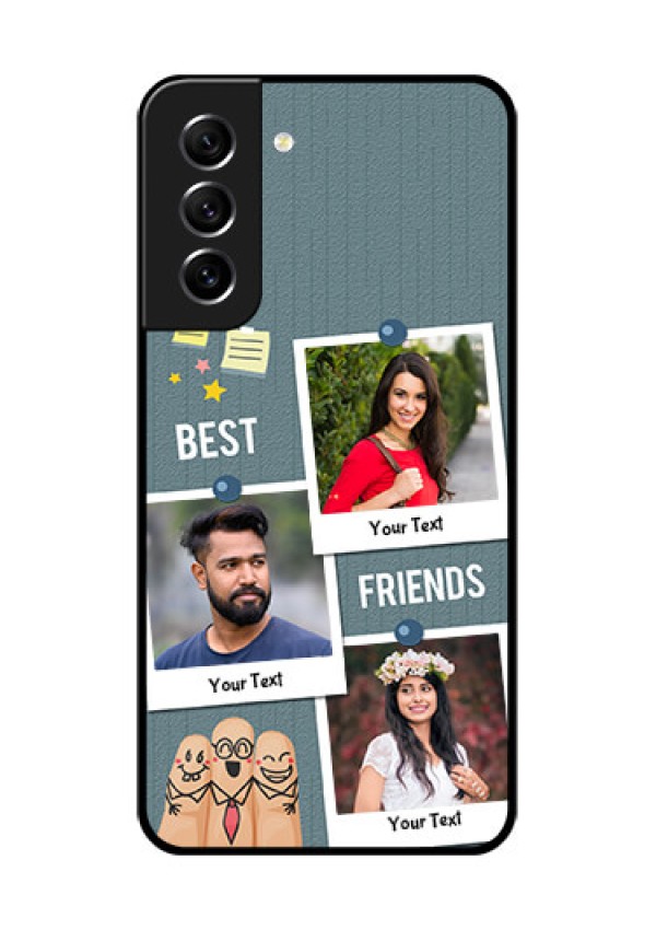 Galaxy S21 FE 5G Personalized Glass Phone Case - Sticky Frames and Friendship Design