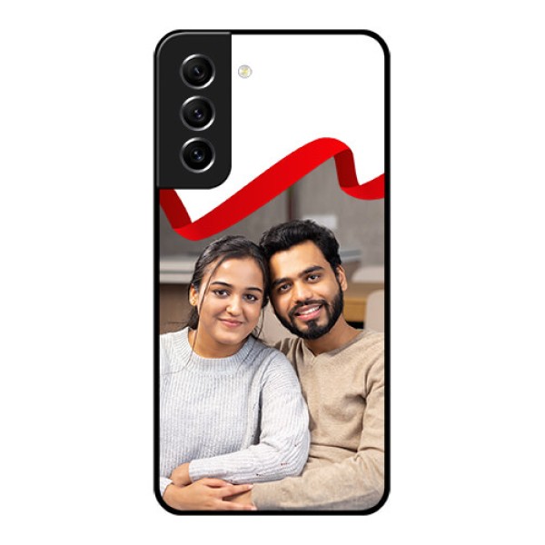Galaxy S21 FE 5G Photo Printing on Glass Case - Red Ribbon Frame Design
