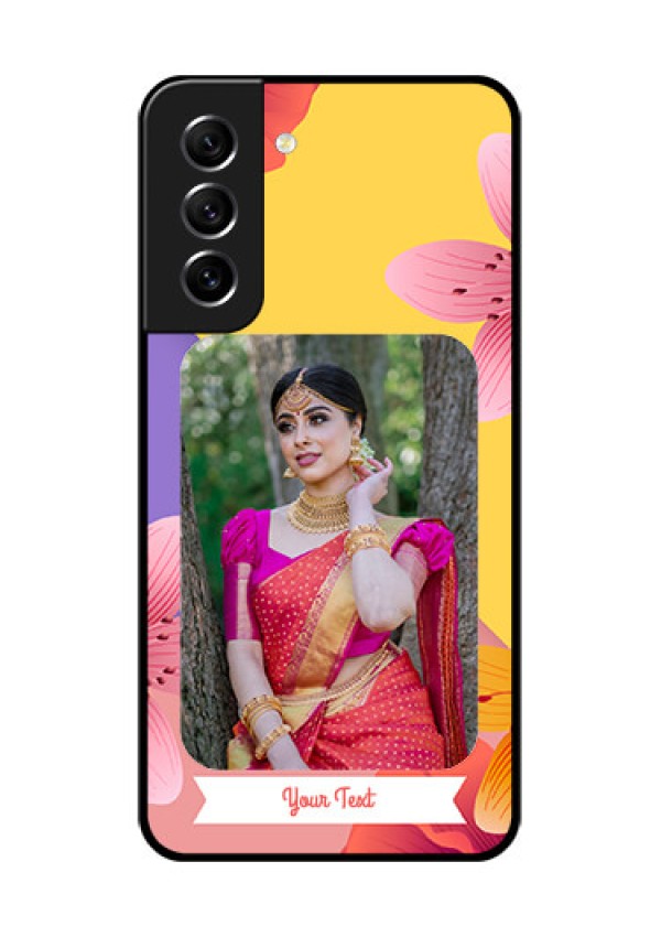 Galaxy S21 FE 5G Custom Glass Mobile Case - 3 Image With Vintage Floral Design