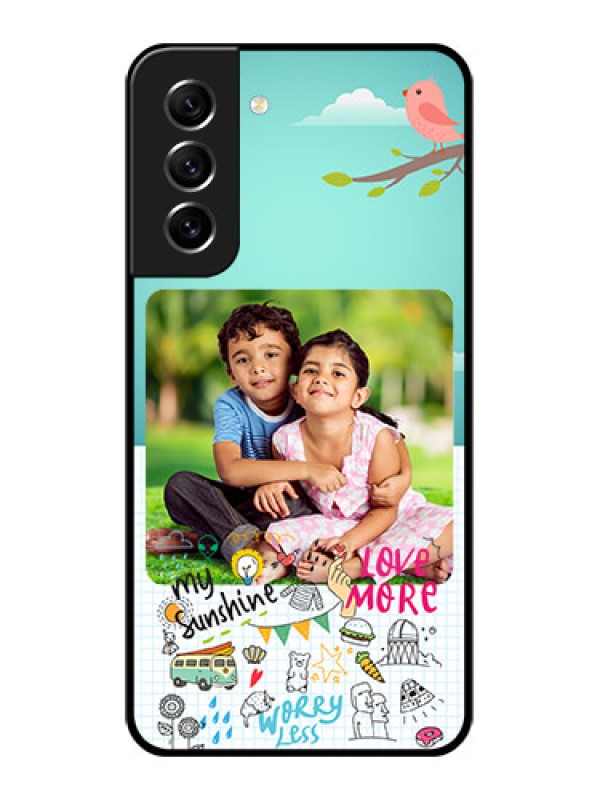 Custom Galaxy S21 FE 5G Photo Printing on Glass Case - Doodle love Design