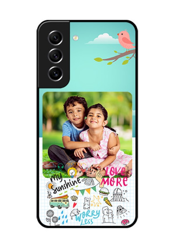 Galaxy S21 FE 5G Photo Printing on Glass Case - Doodle love Design