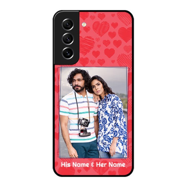 Galaxy S21 FE 5G Photo Printing on Glass Case - with Red Heart Symbols Design Galaxy S21 FE 5G Photo Printing on Glass Case - with Red Heart Symbols Design