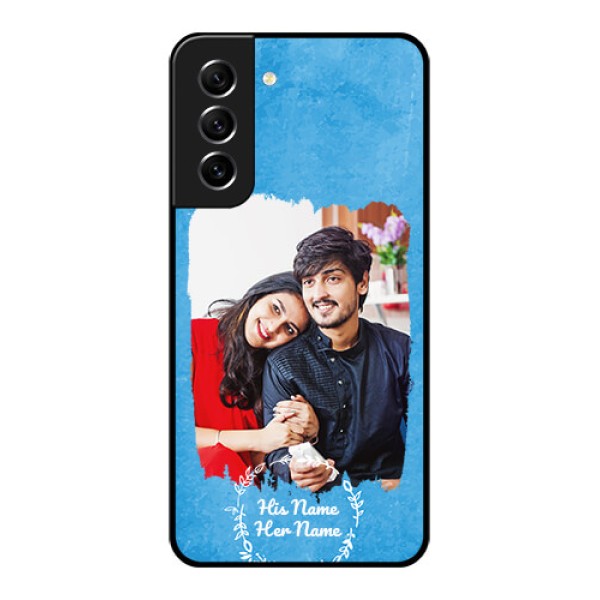 Galaxy S21 Fe 5G Custom Glass Phone Case - Blue Color Vintage Design