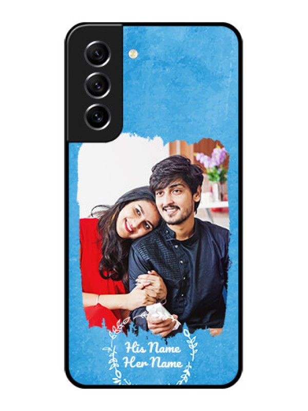 Custom Galaxy S21 Fe 5G Custom Glass Phone Case - Blue Color Vintage Design