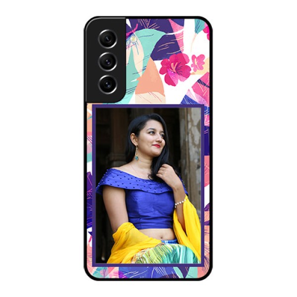 Galaxy S21 FE 5G Custom Glass Mobile Case - Abstract Floral Design