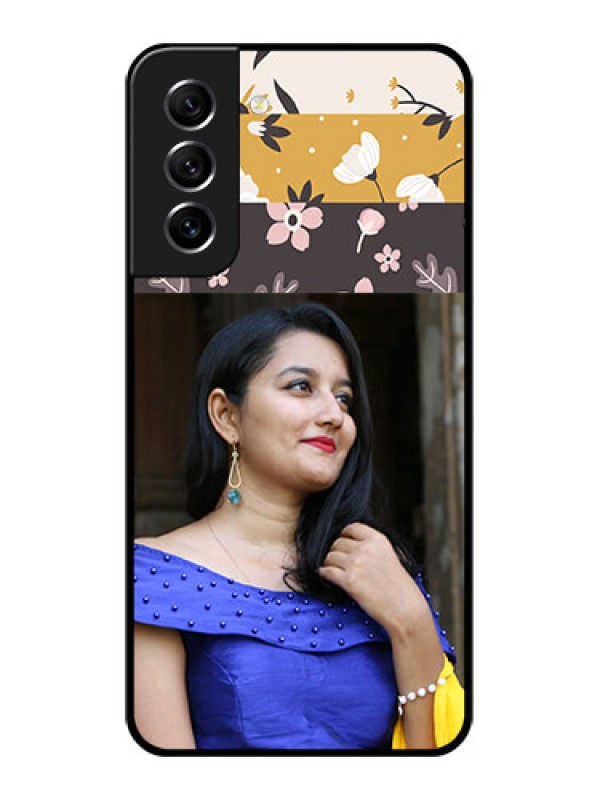 Custom Galaxy S21 FE 5G Custom Glass Phone Case - Stylish Floral Design