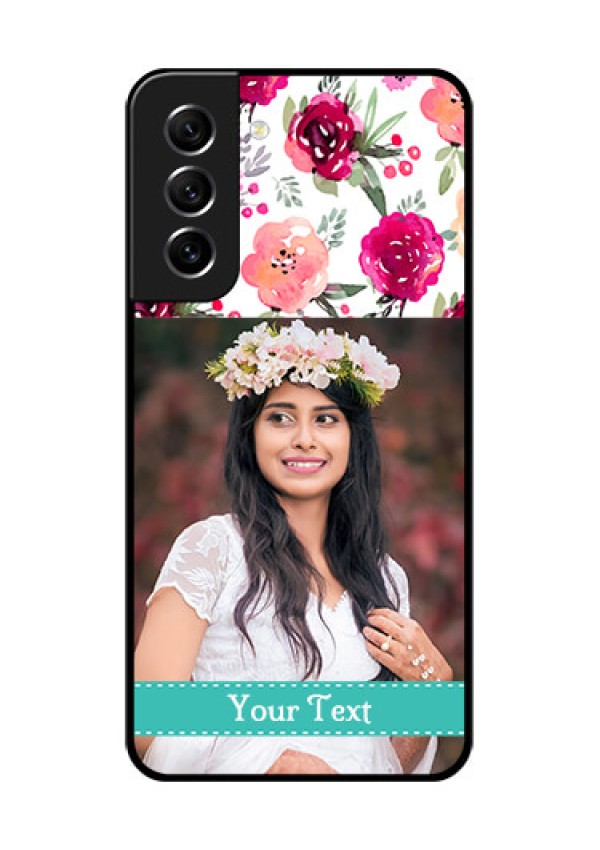 Galaxy S21 FE 5G Custom Glass Phone Case - Watercolor Floral Design
