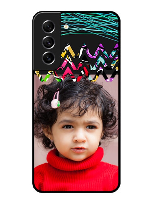 Custom Galaxy S21 FE 5G Personalized Glass Phone Case - Neon Abstract Design