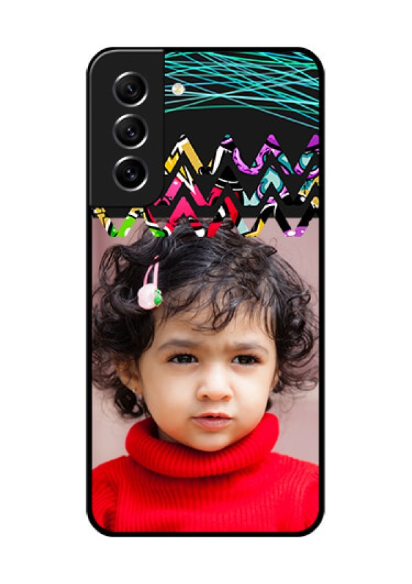Galaxy S21 FE 5G Personalized Glass Phone Case - Neon Abstract Design