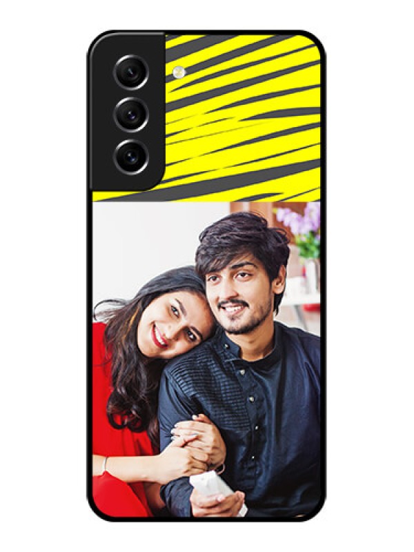 Custom Galaxy S21 FE 5G Photo Printing on Glass Case - Yellow Abstract Design