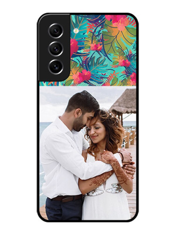 Custom Galaxy S21 FE 5G Photo Printing on Glass Case - Watercolor Floral Design