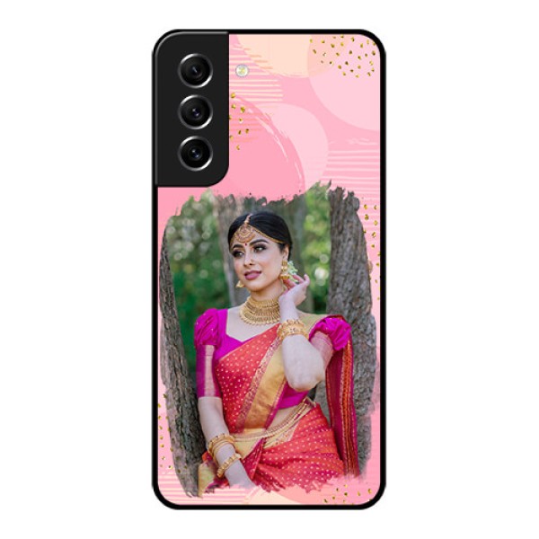 Galaxy S21 FE 5G Personalized Glass Phone Case - Gold Glitter Splash Design Galaxy S21 FE 5G Personalized Glass Phone Case - Gold Glitter Splash Design