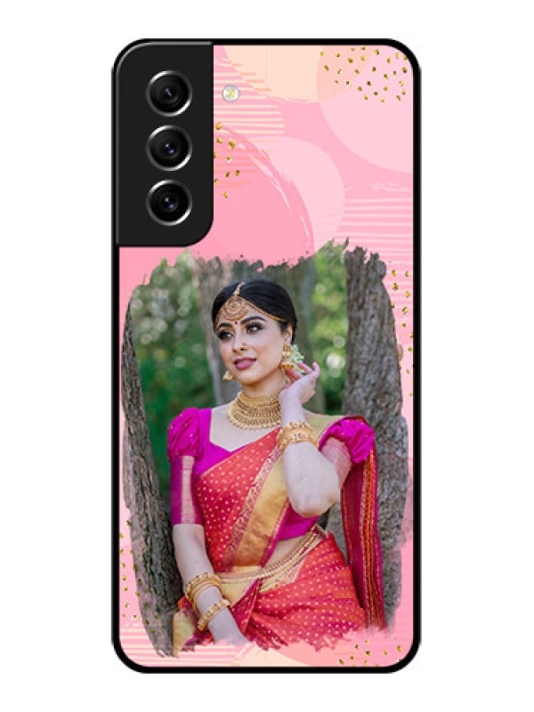 Custom Galaxy S21 FE 5G Personalized Glass Phone Case - Gold Glitter Splash Design