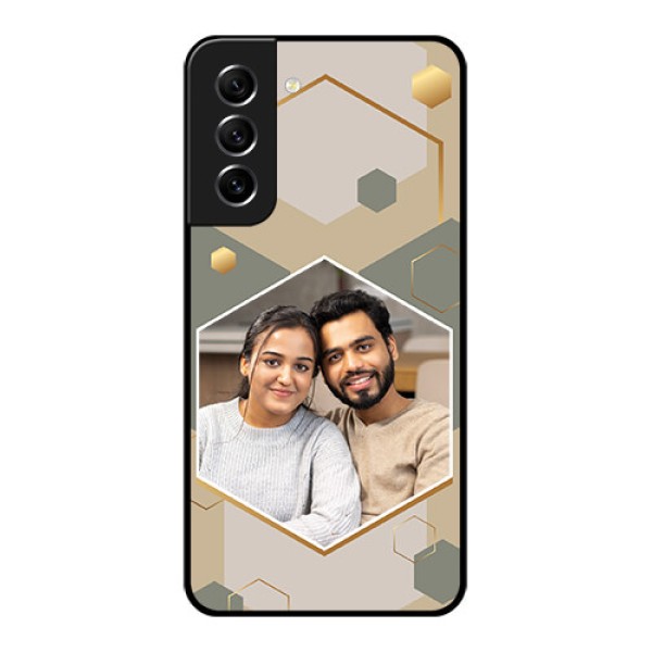Galaxy S21 FE 5G Photo Printing on Glass Case - Stylish Hexagon Pattern Design Galaxy S21 FE 5G Photo Printing on Glass Case - Stylish Hexagon Pattern Design
