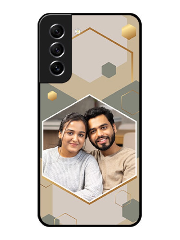 Custom Galaxy S21 FE 5G Photo Printing on Glass Case - Stylish Hexagon Pattern Design