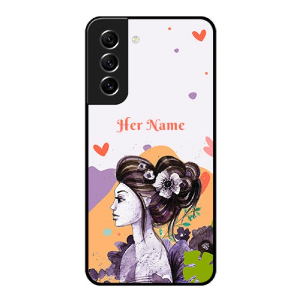 Galaxy S21 FE 5G Personalized Glass Phone Case - Woman And Nature Design Galaxy S21 FE 5G Personalized Glass Phone Case - Woman And Nature Design