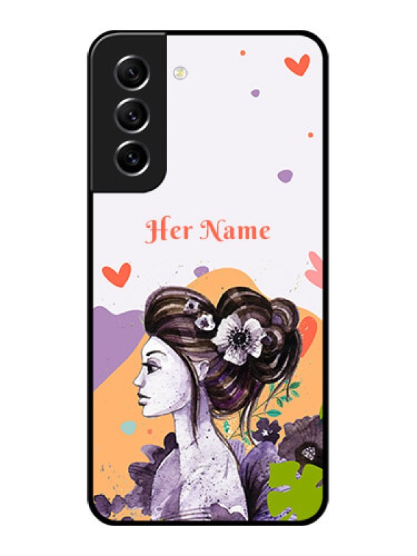 Custom Galaxy S21 FE 5G Personalized Glass Phone Case - Woman And Nature Design