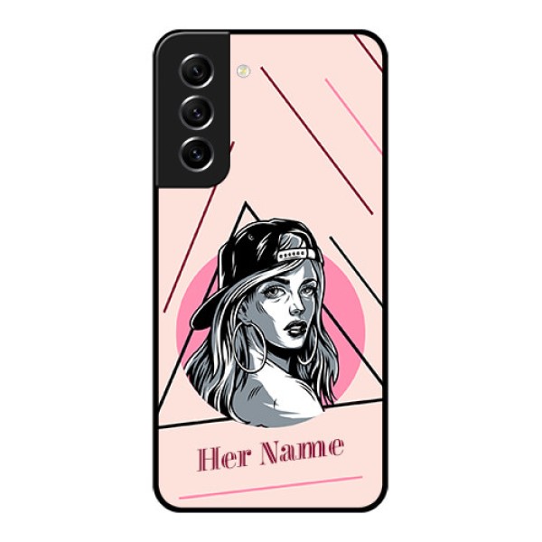 Galaxy S21 FE 5G Personalized Glass Phone Case - Rockstar Girl Design Galaxy S21 FE 5G Personalized Glass Phone Case - Rockstar Girl Design