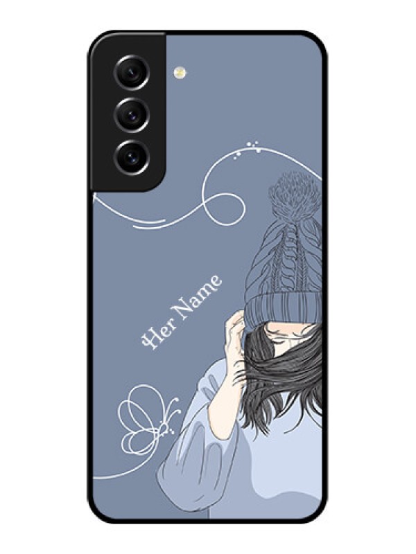 Custom Galaxy S21 FE 5G Custom Glass Mobile Case - Girl in winter outfit Design