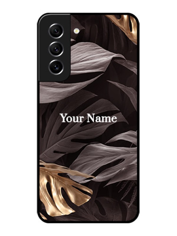 Custom Galaxy S21 FE 5G Personalised Glass Phone Case - Wild Leaves digital paint Design