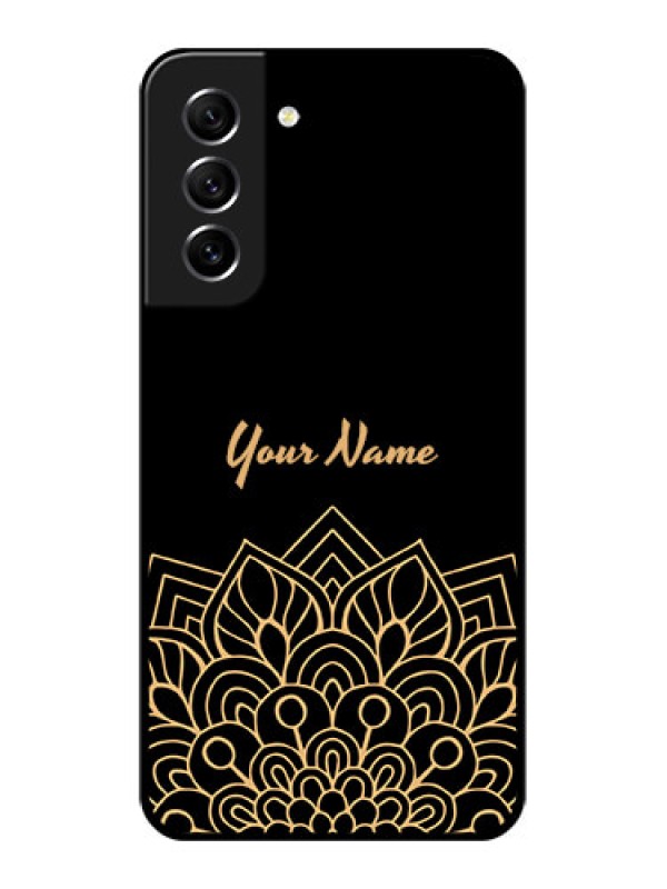 Custom Galaxy S21 FE 5G Custom Glass Phone Case - Golden mandala Design