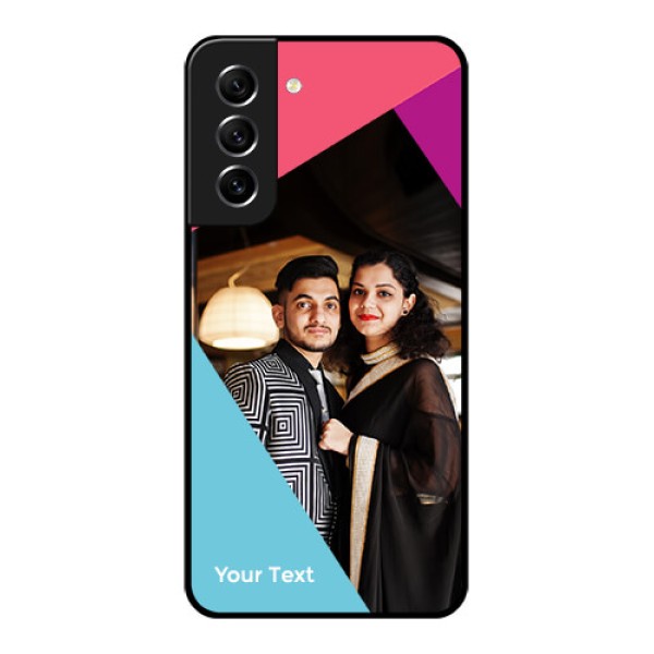 Galaxy S21 FE 5G Custom Glass Mobile Case - Stacked Triple colour Design Galaxy S21 FE 5G Custom Glass Mobile Case - Stacked Triple colour Design