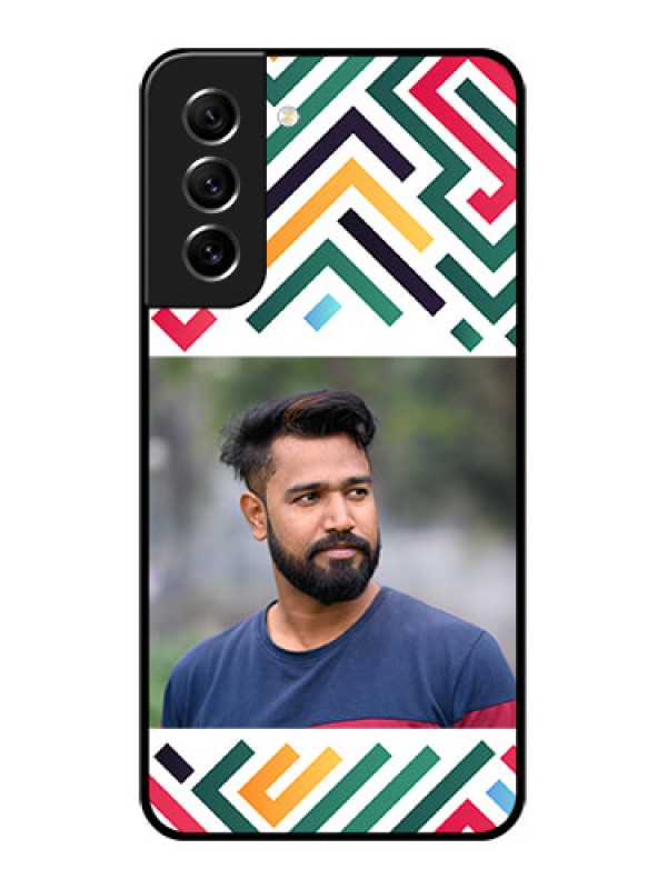 Custom Galaxy S21 FE 5G Personalized Glass Phone Case - Colorful Maze Pattern Design