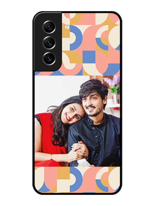 Custom Galaxy S21 FE 5G Photo Printing on Glass Case - Semi-circle Maze Pattern Design