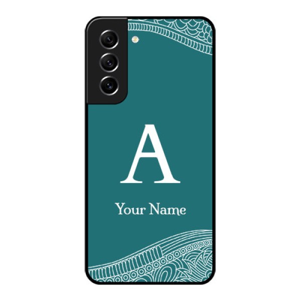Galaxy S21 FE 5G Personalized Glass Phone Case - line art pattern with custom name Design Galaxy S21 FE 5G Personalized Glass Phone Case - line art pattern with custom name Design