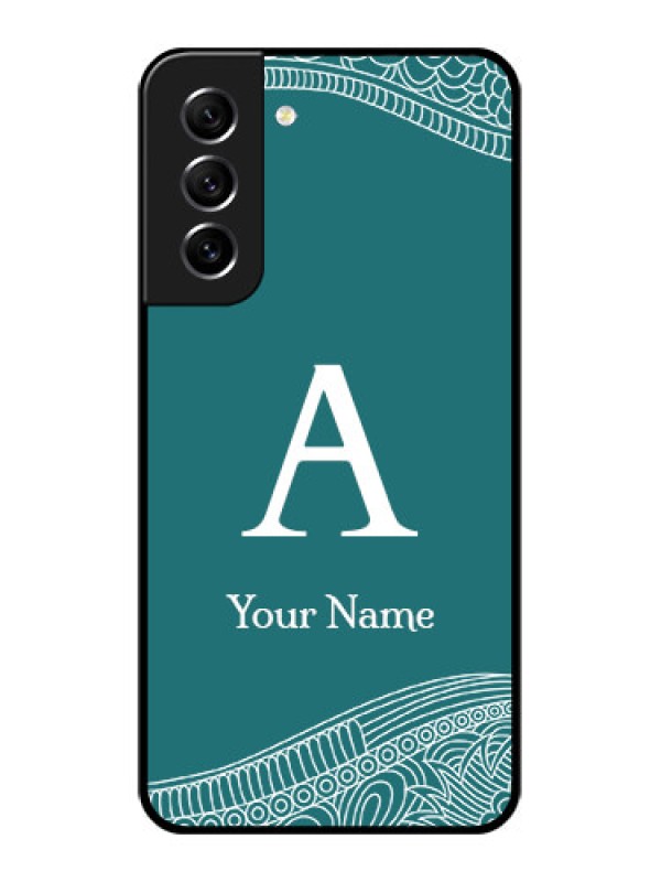 Custom Galaxy S21 FE 5G Personalized Glass Phone Case - line art pattern with custom name Design