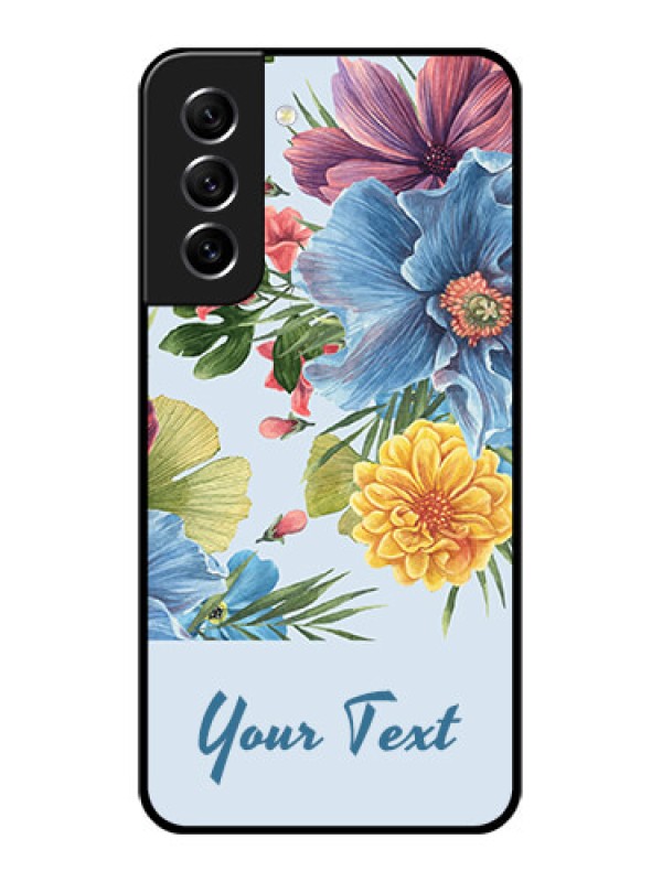 Custom Galaxy S21 FE 5G Custom Glass Mobile Case - Stunning Watercolored Flowers Painting Design