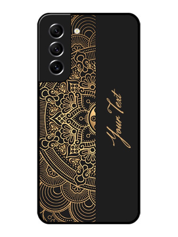 Custom Galaxy S21 FE 5G Photo Printing on Glass Case - Mandala art with custom text Design