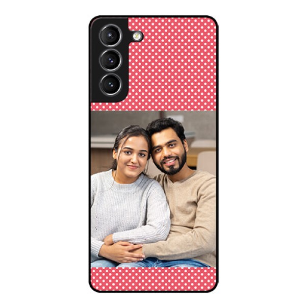 Galaxy s21 Plus Custom Glass Phone Case  - White Dotted Design