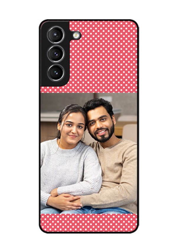 Galaxy s21 Plus Custom Glass Phone Case  - White Dotted Design
