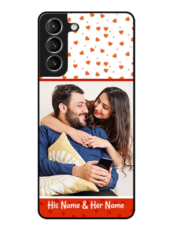 Custom Galaxy s21 Plus Custom Glass Phone Case  - Orange Love Symbol Design