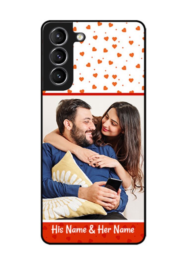 Galaxy s21 Plus Custom Glass Phone Case  - Orange Love Symbol Design