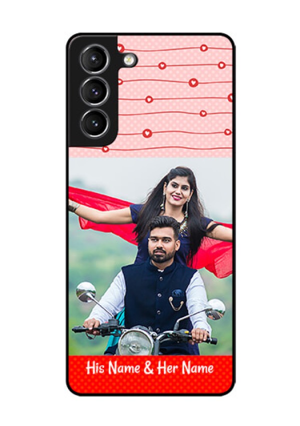 Galaxy s21 Plus Personalized Glass Phone Case  - Red Pattern Case Design