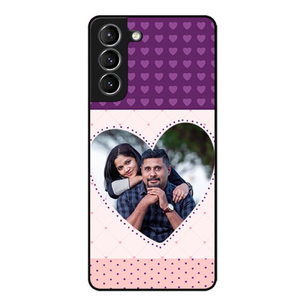 Galaxy s21 Plus Custom Glass Phone Case  - Violet Love Dots Design