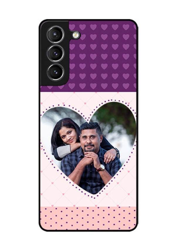 Galaxy s21 Plus Custom Glass Phone Case  - Violet Love Dots Design