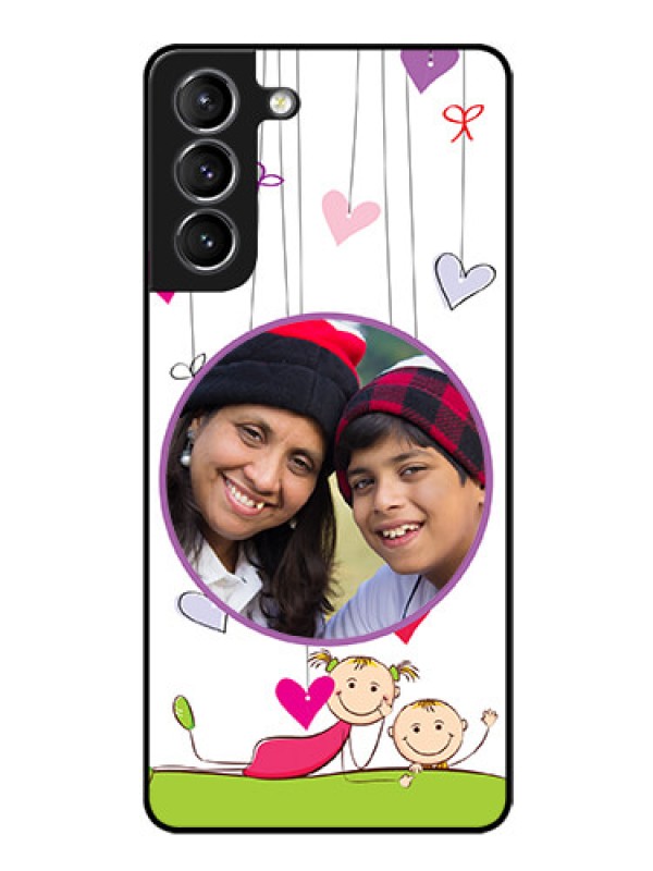 Custom Galaxy s21 Plus Photo Printing on Glass Case  - Cute Kids Phone Case Design